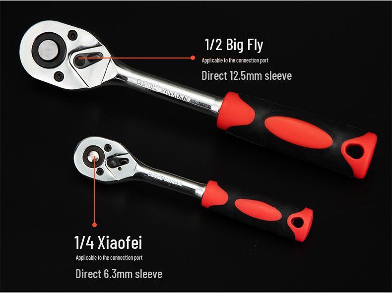 108-Piece Ratchet and Socket Set for Automotive Repair in Dedicated Tool Box