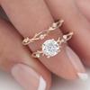 2024 Twin Branches Zircon & Rose Gold Simulated Diamond Ring for Women