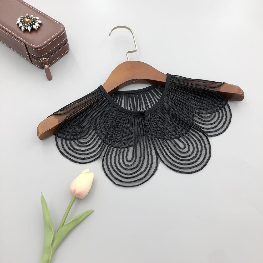 Solid Color Detachable Fake Collar Cloth Decorative Breathable Lace Detachable Collar Pearl Button Shoulder Wraps Ladies