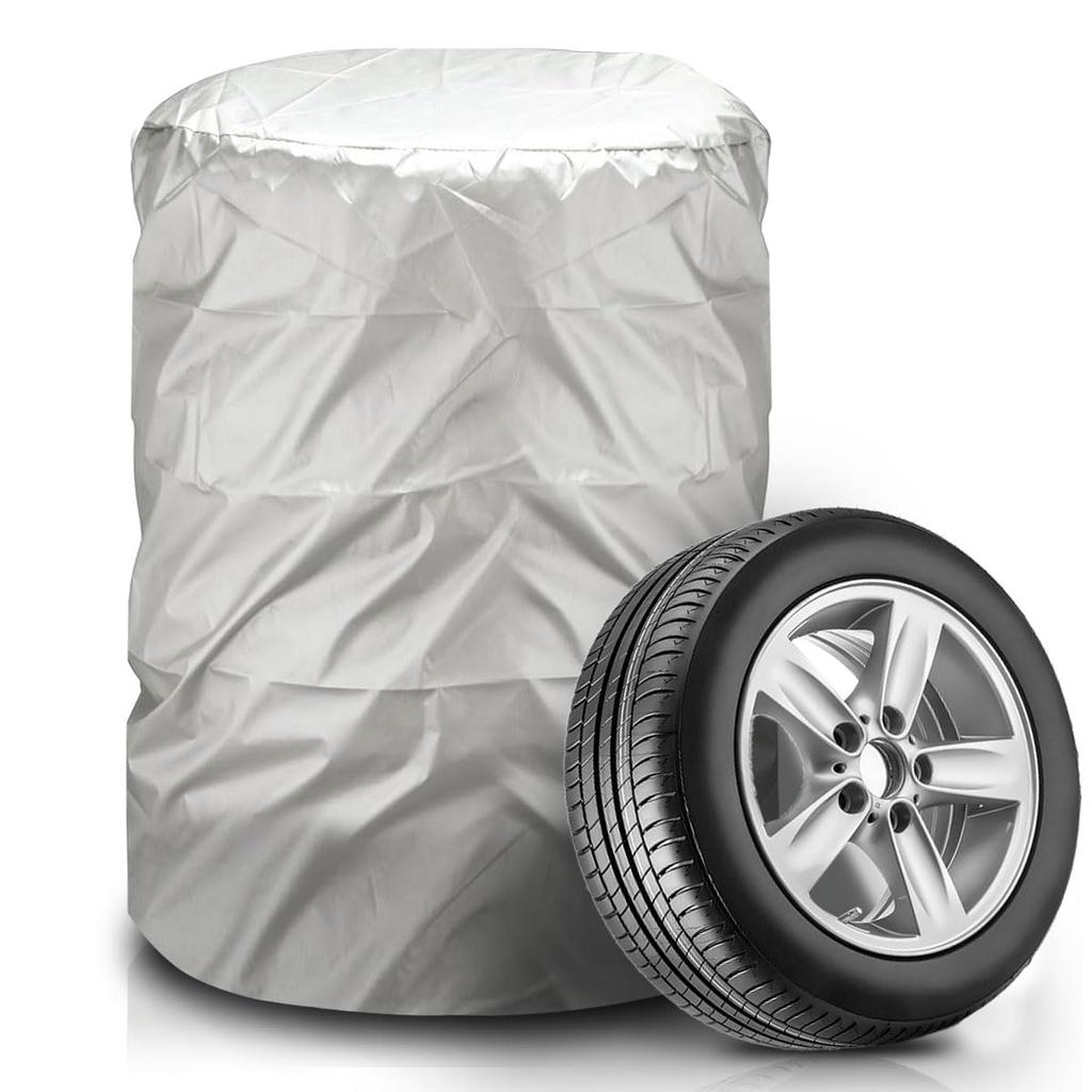 AUTOSKY Tire Cover, Outdoor, Waterproof, Oxford 420D Fabric, 4 Pieces, For Regular Vehicles, Tire