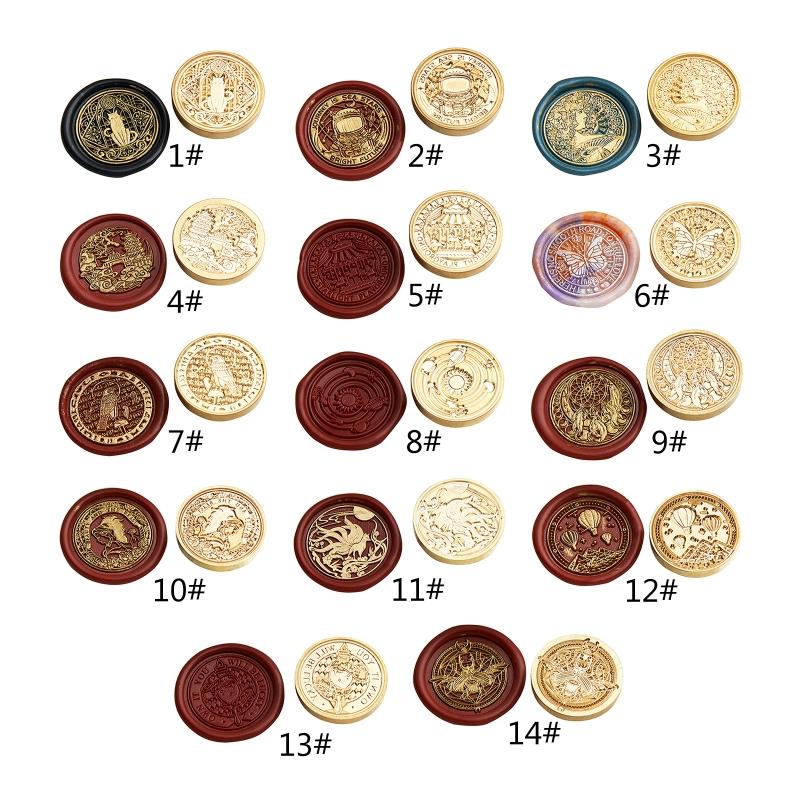 Antique Metal Seal Stamp Head for Journal Craft Embellishment 30mm Round Seal Stamp Head for Craft Embellishment