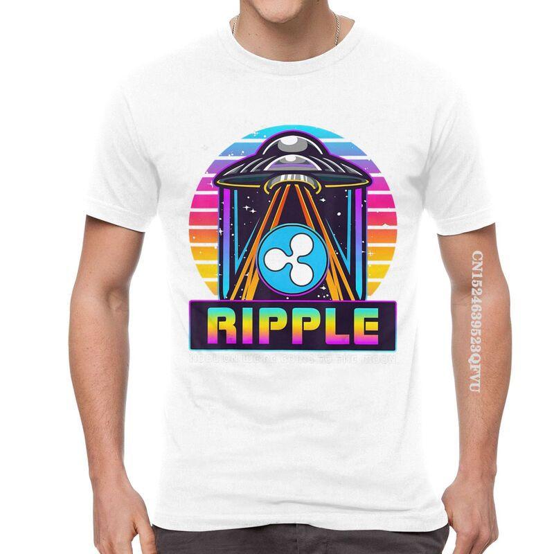 Mens Ripple XRP HODL On We Are Going To The Moon T Shirts Vaporwave Bitcoin Tshirt Hip Hop T Shirt Cotton Oversized Tee Tops