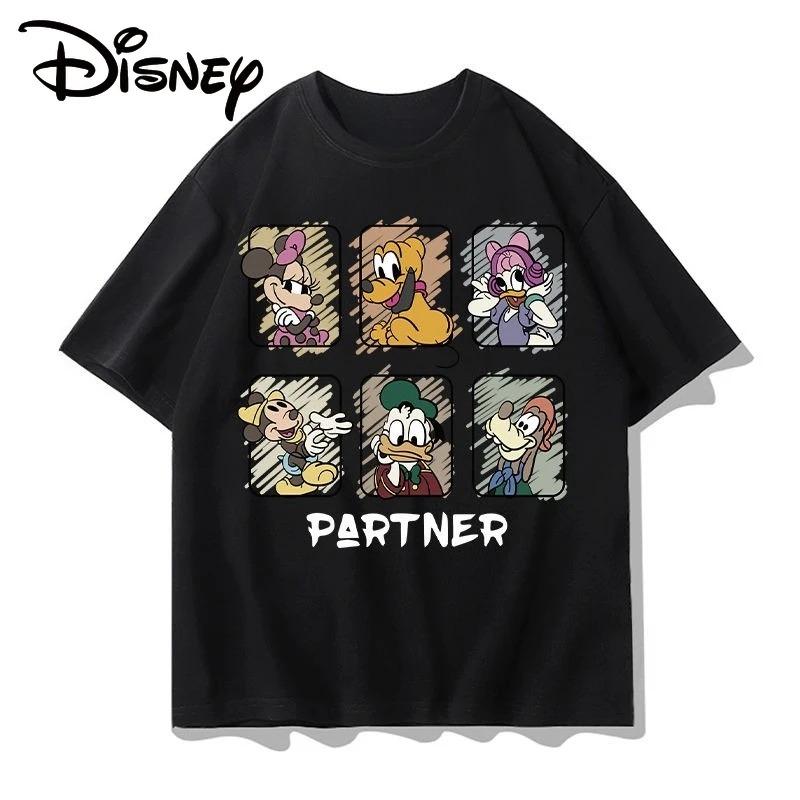 Дисней Микки Маус Ретро Автопортрет Унисекс Футболка Оверсайз Винтажная Хлопок Повседневная Короткая Удобная Модная Футболка
