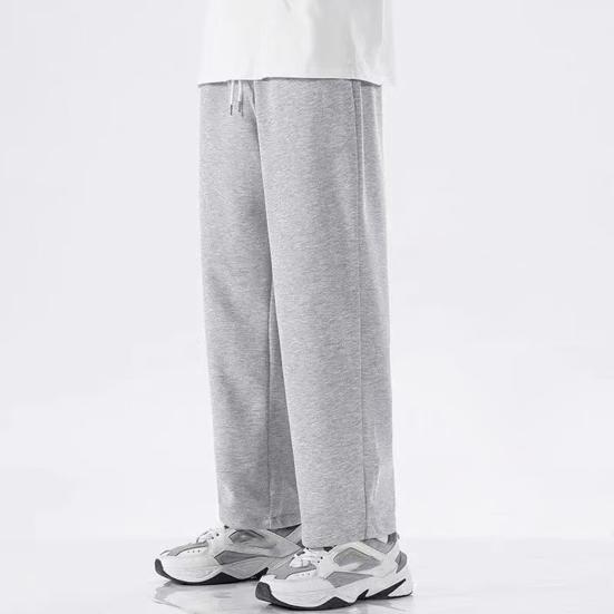 Мужские брюки весна-осень с боковыми карманами, эластичным поясом на шнурке, широкие штанины