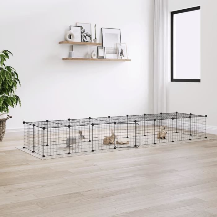 3114057 vidaXL Pet Cage 36 Panels and Door Black 35x35 Cm