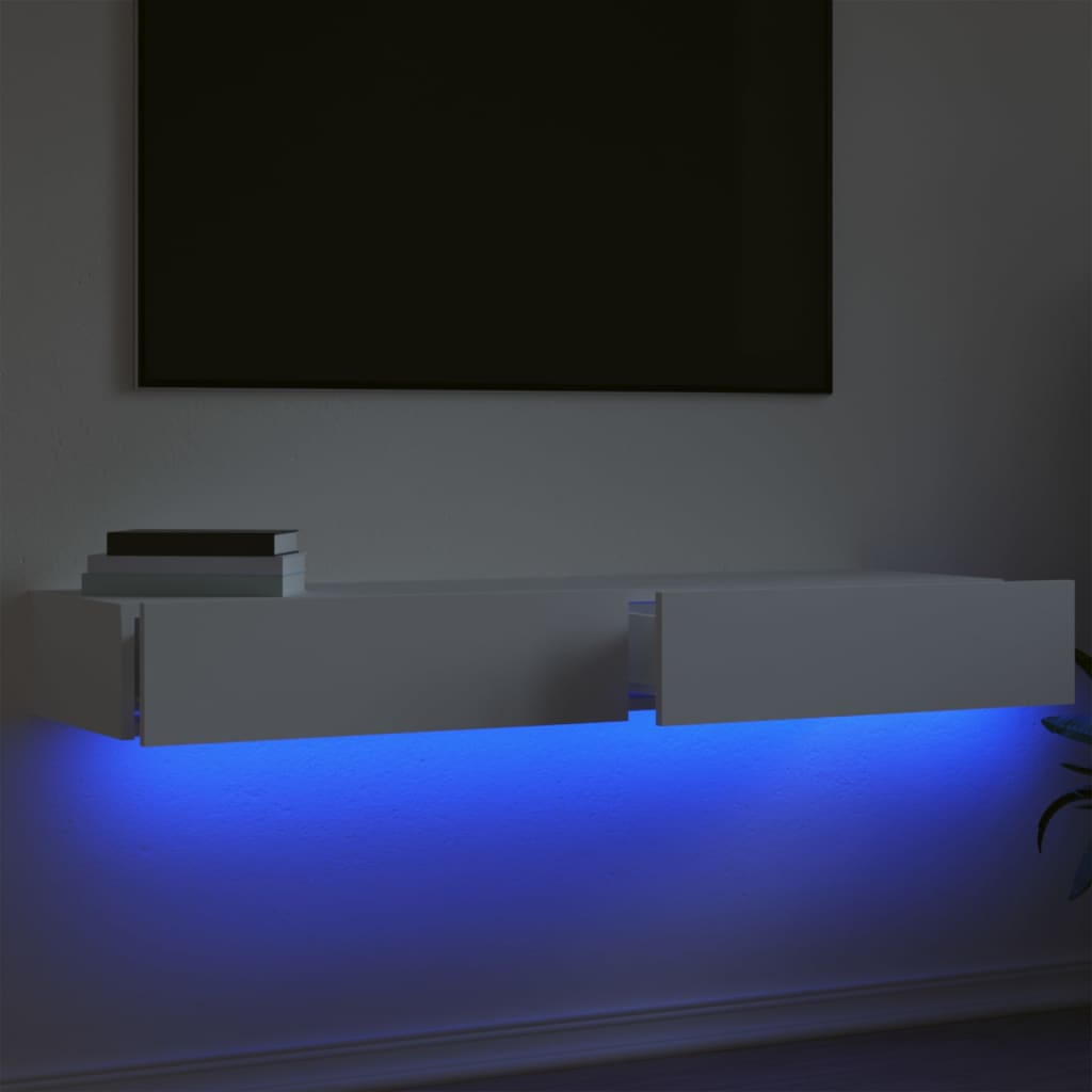 vidaXL TV-Schränke mit LED-Leuchten 2 Stk. Weiß 60x35x15,5 cm