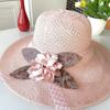 Летняя новая женская солнцезащитная шляпа от солнца, модная шляпа с цветочным принтом, соломенная шляпа с большим краем, пляжная шляпа
