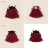 Princess Girl Christmas Dress Set With Tulle And Tie For Holiday Celebration
