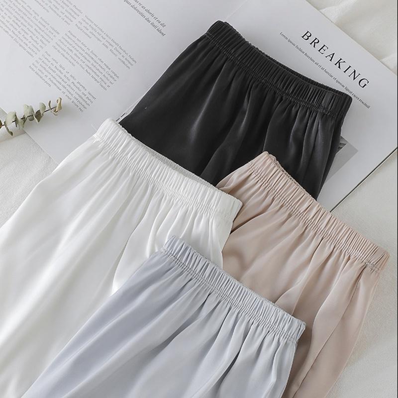Summer Sexy Ice Silk Safety Pants Lace Edge Leggings Safety Shorts Ladies Underwear Satin Non Curled Hem Panties