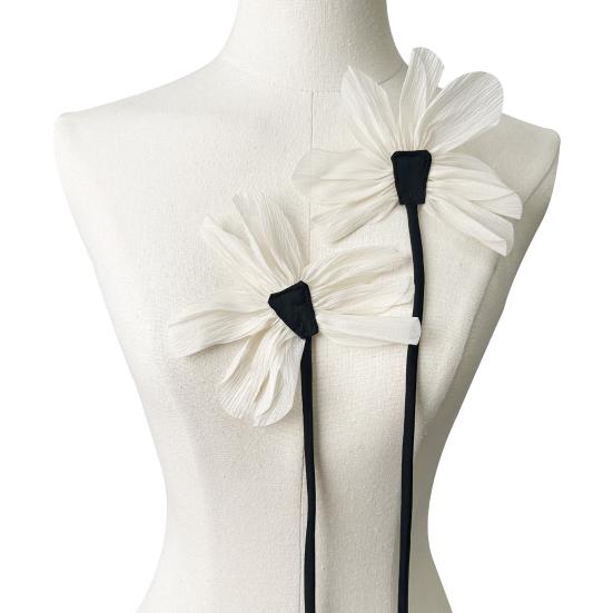 1 Pair Organza Fabric Brooch 3D Flower Ribbon Brooch Pin DIY Dress Top Jacket Decoration Wedding Party Jewelry Accessory