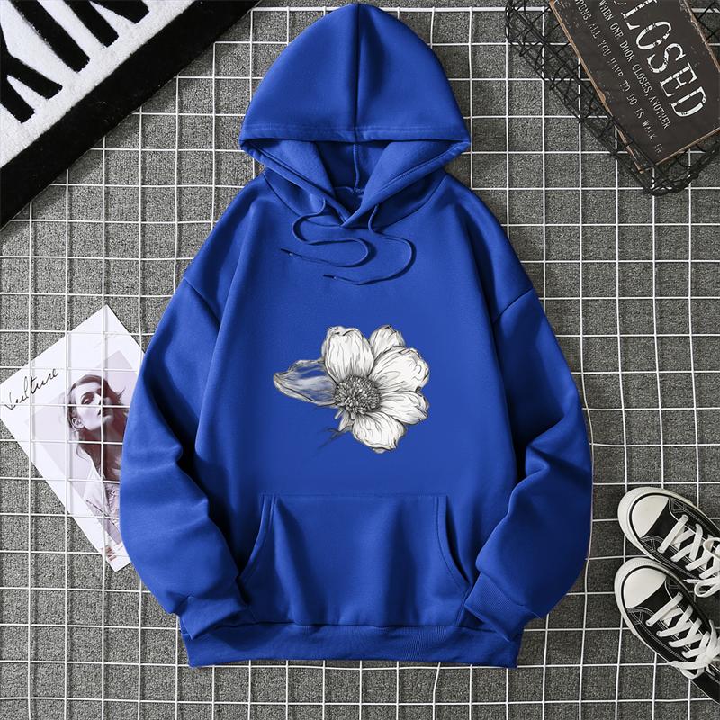 Simple Beautiful Sunflower Printed Women Hoodies Harajuku Fleece Hoody Fashion Loose Sportswear Pocket Autumn Woman Clothes