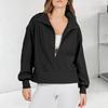 Women Fall/Winter Hoodie Stylish Half Zipper Pullover with Large Lapels Trendy Casual Long Sleeve Sweatshirt