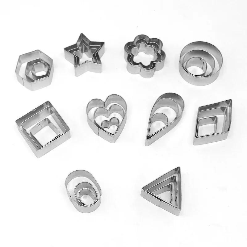30Pcs Cookie Mold Stainless Steel Sugar Biscuit Press Stamp Embosser Cookie Cutter Fondant Cake Mold Pastry Baking Accesories