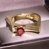 Роскошное кольцо из желтого золота с красным цирконом, подвески, ювелирные изделия, перекрестный дизайн, кристалл CZ, обручальные кольца, ювелирные изделия для помолвки