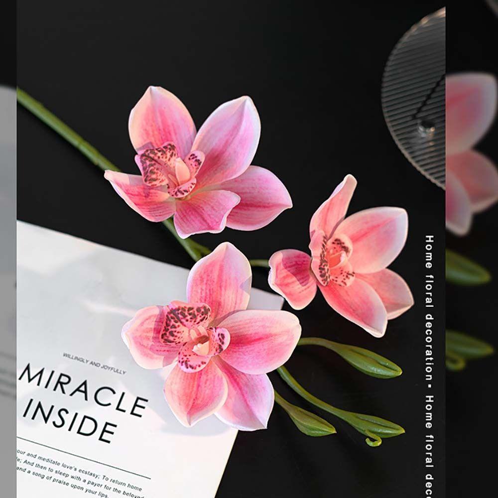 55cm Length Faux Flower 3 Heads Design Artificial Flower Stem  Living Room Decoration