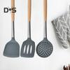 Антипригарная термостойкая кухонная лопатка с отверстием, дуршлаг из бука, ложка, лопаточка, кухонная утварь