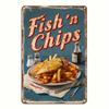 Ржавая металлическая жестяная табличка 'Fish Chips' Винтажный паб Кухня Кафе Бар Настенный декор