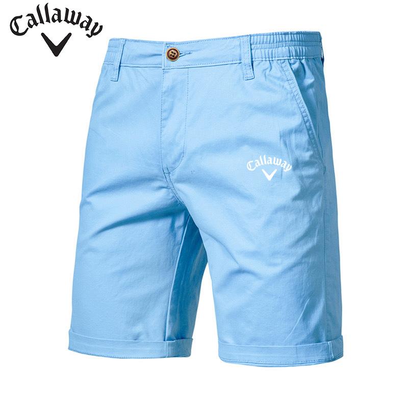 Вышитые летние хлопковые однотонные шорты Callaway для мужчин, высококачественные повседневные деловые пляжные шорты с эластичной резинкой на талии