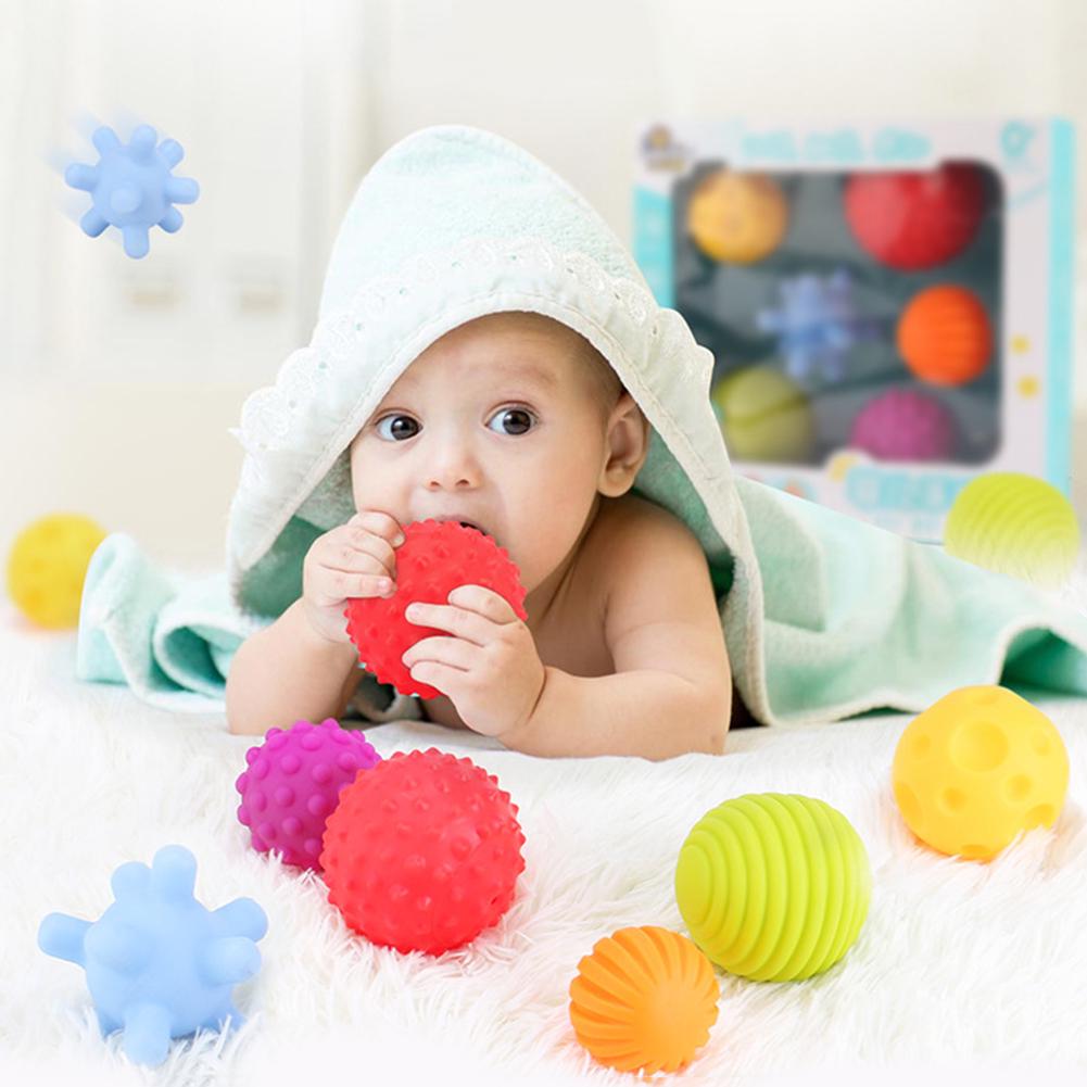 Yousheng Touch Multiple Textured Baby 6Pcs Sensory Balls with BB Sound Bath Education Toy