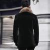 Мужское шерстяное пальто с воротником из искусственного меха, однотонное, однобортное, приталенного кроя, теплое, верхняя одежда, осенне-зимняя куртка-ветровка для повседневной носки