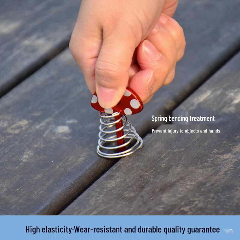 Fishbone Peg Camping Platform: Wooden Board, Mushroom Peg, Spring Tent Peg, Aluminum Alloy, Umbrella-shaped Awning Ground Fixing Peg.