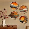 4 Pieces Boho Scenery Wall Decor Ornament, Hanging Wooden Arts, Wood Signs for Study Room,