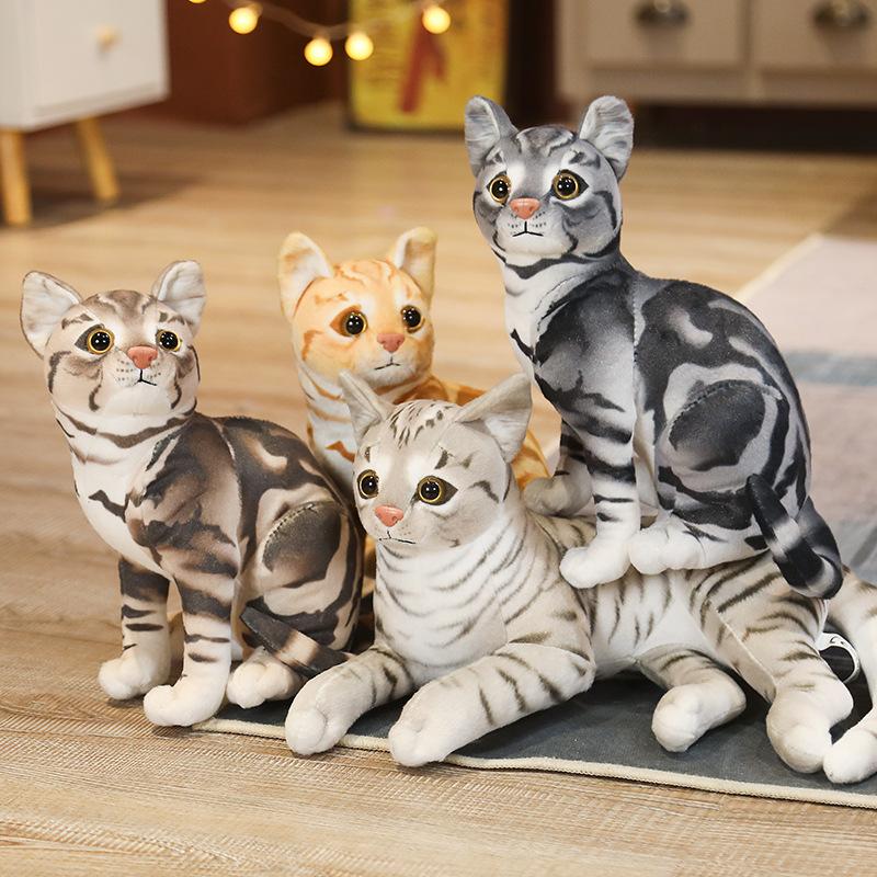 Мягкая игрушка-кошка, реалистичная, плюшевая, имитация американской короткошерстной, очаровательная кукла-кошка, игрушки для питомцев, декор для дома, подарок, предназначенный для девочек, дата рождения