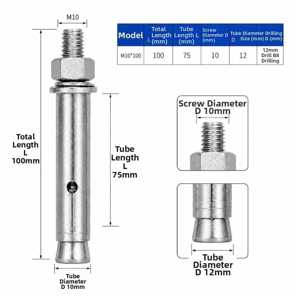 1PC Heavy Duty Expansion Screws 304 Stainless Steel Expansion Anchor Bolt Fastening Bolt