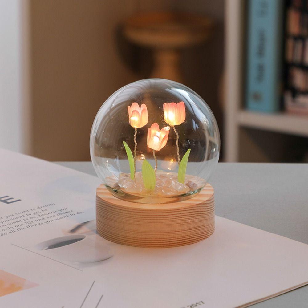 Small Girlfriend Handmade Room Decor Tulip Night Light Floral Lamp DIY Material