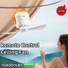 2024 New Outdoor Camping Charging Remote Control Ceiling Fan 4 Gears Wind Timing Function 10400mAh Big Capacity Night Light Fan