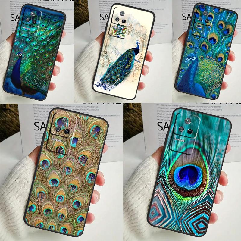 Bird Peacock Feather Case For POCO X6 Pro M6 X5 X3 M5s F3 F5 Xiaomi 14 Ultra 13 12 Lite 11T 12T 13T Pro Coque
