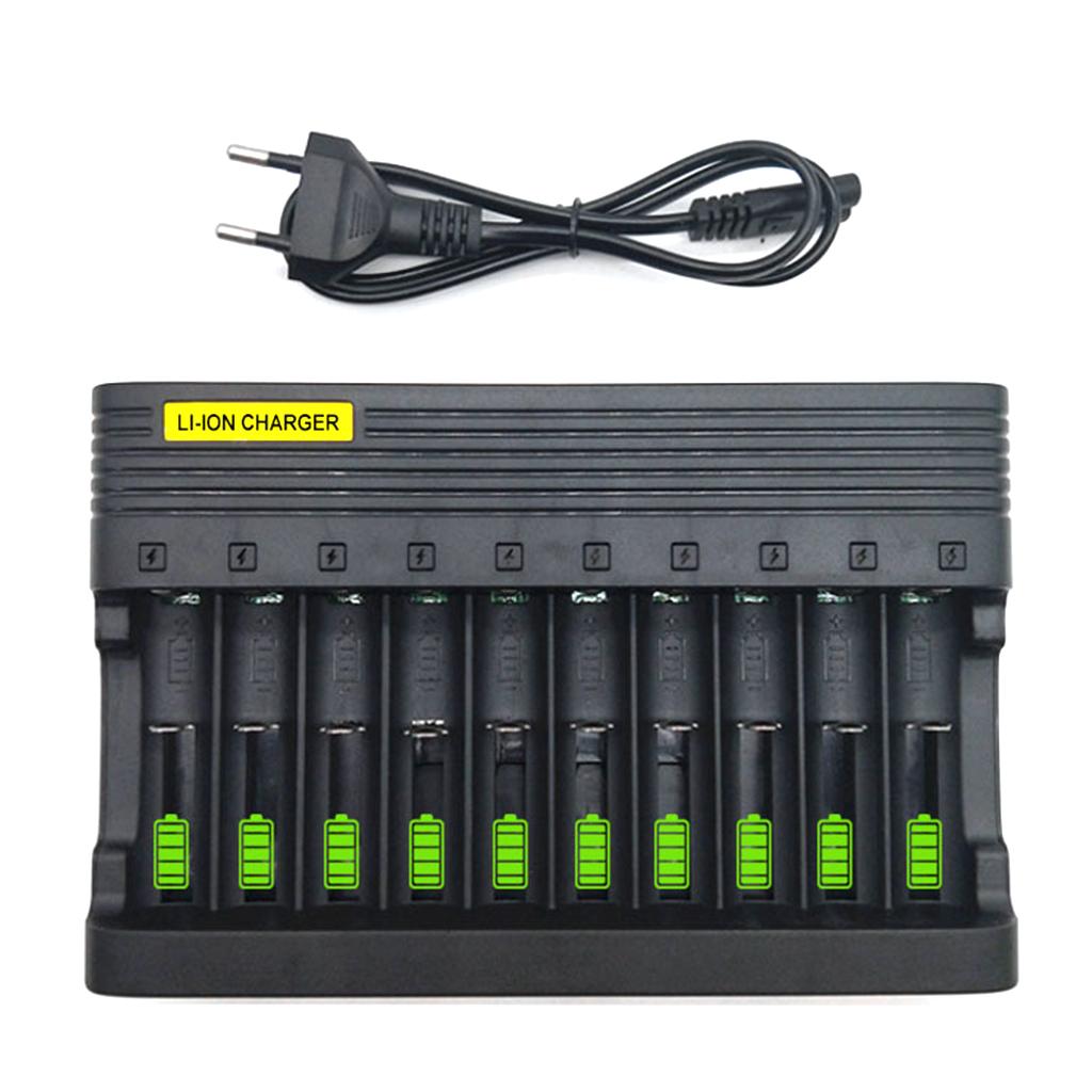 Зарядное устройство для Li-ion аккумуляторов 14500 16340 18650, 10 слотов, 3.7/4.2V, EU US