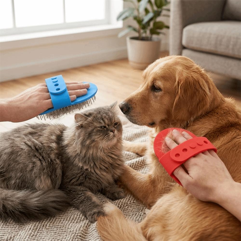 Metal Pin Pet Bath Brush Rounded Pin Tip Dog Deshed Tool Slicker Bath Comb Skin Massage Care
