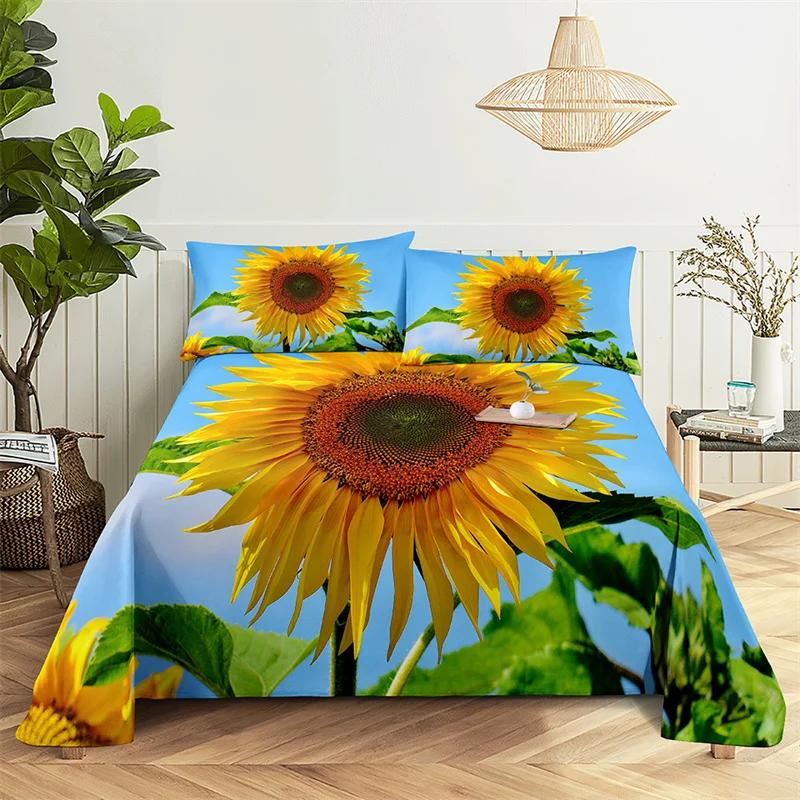 Lovers Room Bedding Set Bed Sheets and Pillowcases Bedding Flat Sheet Bed Sheet Set Sunflower Queen Sheet Set Gorgeous Girl