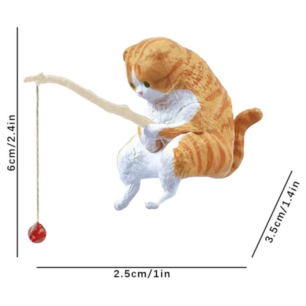 Cute Cat Fishing Fish Tank Ornaments Creative Mini Kitten Fishing Ornament Aquarium Tanks Miniature Figurines Decoration
