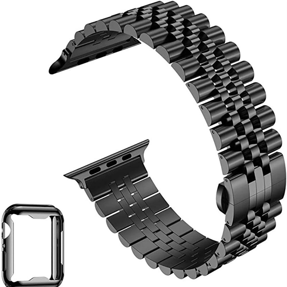 Металлический ремешок + Мягкий чехол из ТПУ для Apple Watch 45 мм 44 мм 41 мм 46 мм 42 мм 49 мм Браслет из нержавеющей стали Ремешок iWatch 11 10 9 8 7 6 5 SE