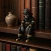 Firefighter Ornament Skeleton Shelf Sitter Statue, Vintage Resin Figurine with Realistic Gear & Distressed Dark Industrial Aesthetic Finish,
