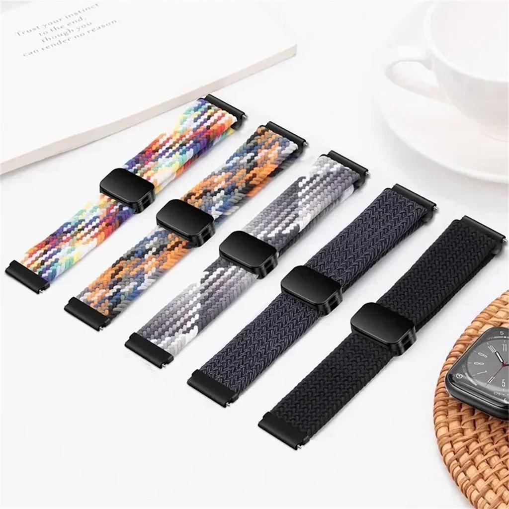 20mm 22mm Magnetic Braided Nylon Strap For Samsung Galaxy 4 5 6 44mm 40mm/Classic/5 Pro/Gear S3 Bracelet for Huawei Watch GT 4 3 2 Pro 46mm Wristband