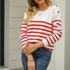 Women's Casual Fashion Comfortable Round Neck Pullover Contrast Color Striped Long Sleeve Street Trend Knitted Sweater