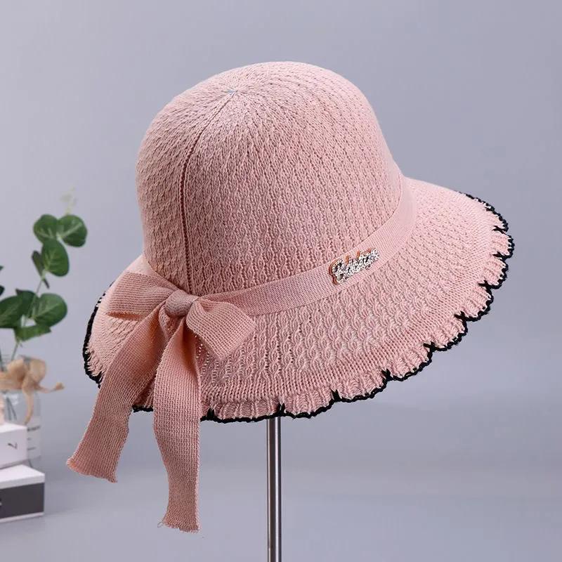 WTEMPO Летние широкополые вязаные шапки с бантом для путешествий на пляж, женские складные однотонные повседневные панамы