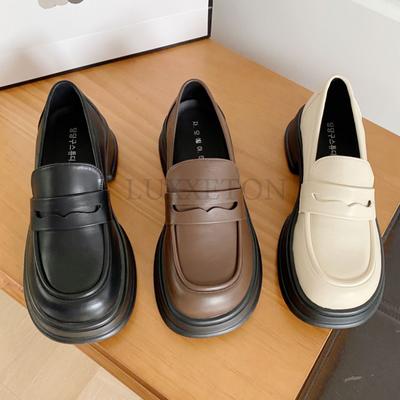 Женские туфли дерби в британском стиле с неглубоким носком, осенние повседневные женские кроссовки Modis, разноцветные мокасины с мехом, на плоской подошве, с круглым носком