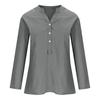 Women Casual Shirt V-Neck Buttons Half Placket Long Sleeve Blouse Solid Color Loose Fit Tunic Tops Office Lady Shirt