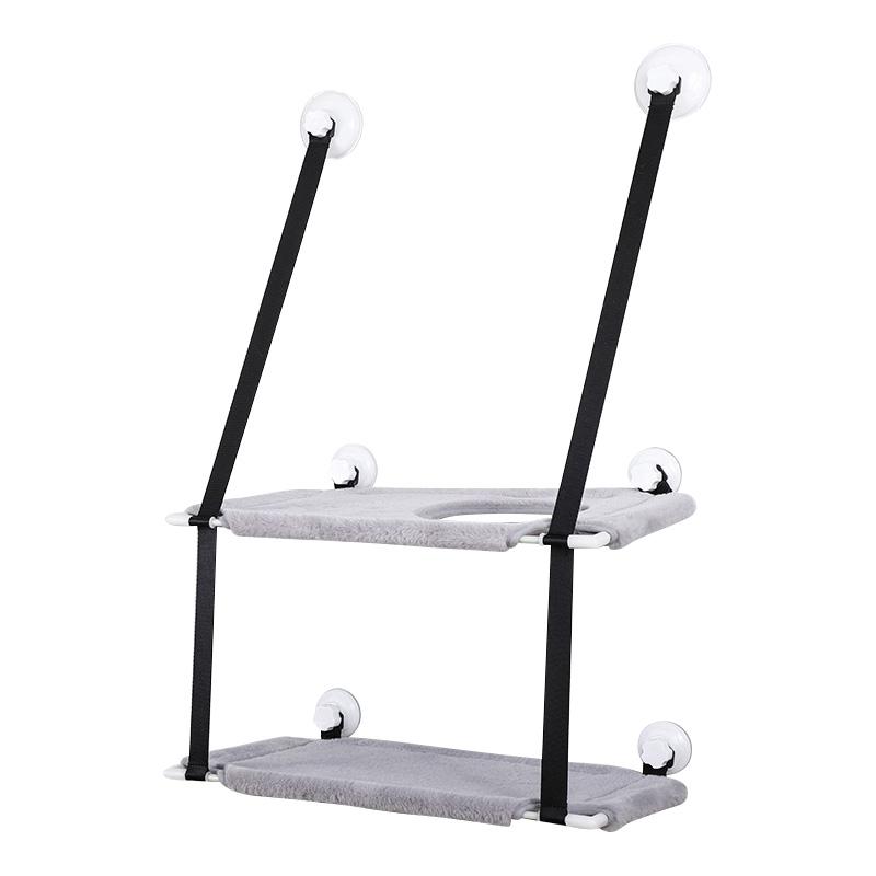 Window Suction Cat Hammock Space Saving Wall Mounted Pet Bed Double Layer Perch Sturdy Fabric Indoor Cat Lounger Easy Install Pet Resting Spot