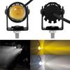 Auxiliary Spotlight Lamp Scooter Dual Color Driving for Cafe Racer Light Universal Motorcycle LED Headlight Lens Projector ATV Motorcycle Accessories