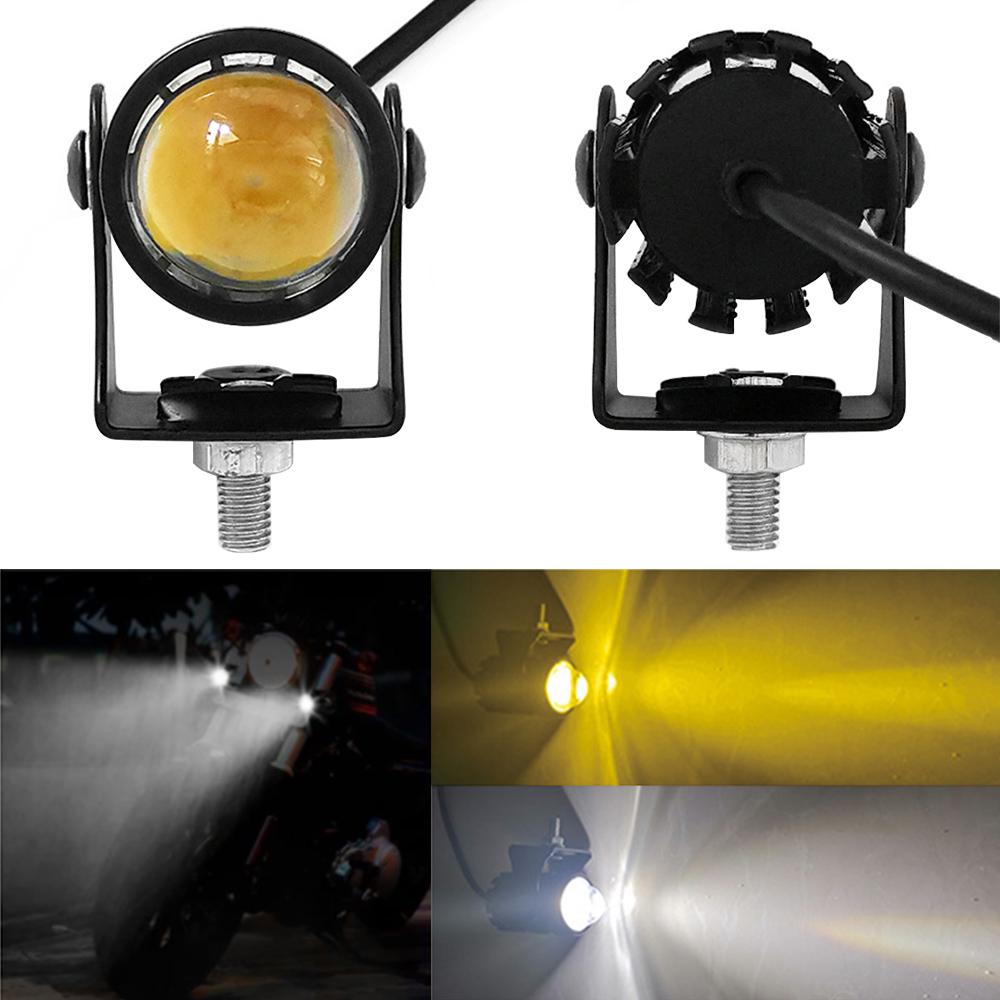 Auxiliary Spotlight Lamp Scooter Dual Color Driving for Cafe Racer Light Universal Motorcycle LED Headlight Lens Projector ATV Motorcycle Accessories