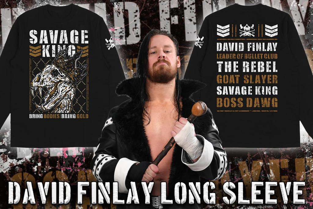 New Japan Pro-Wrestling David Finlay Long Sleeve T-Shirt Black, Size S, 6105102870