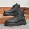 Martin Boots Men'S Black Platform Derby Shoes High Top Big Head Leather Shoes Tooling Boots 22510-J