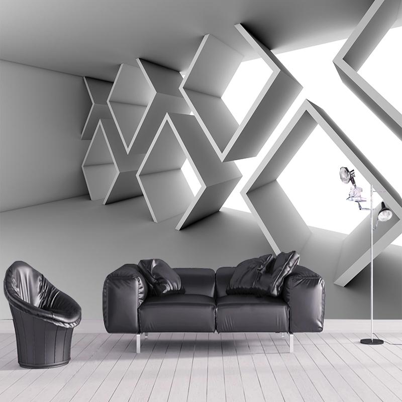 Creative Mural Wallpaper Modern 3D Abstract Stereo Geometric Space Pattern Wall Painting Living Room TV Sofa Bedroom Home Decor Wall Fresco Sticker