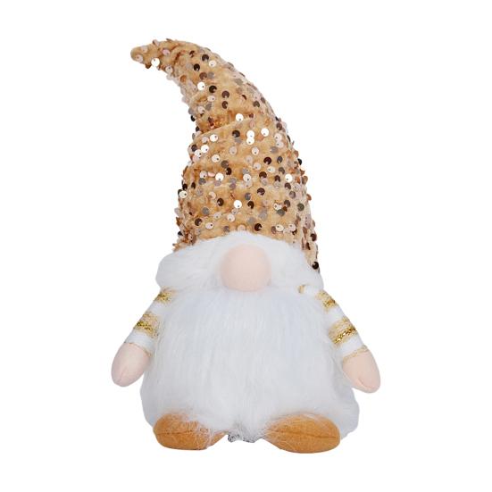 Light-Up Christmas Gnome Decoration Handmade Sequin Hat Faceless Dwarf Doll with Light Glowing Plush