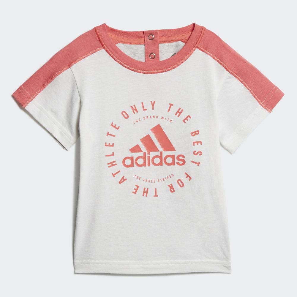 Training Wear I Sport ID Logo Shorts Set FTM85 Kids Pink F13 Japan 60 [Adidas] T-shirt & [Junior] White/Prism (DV1261) (FREE Size)